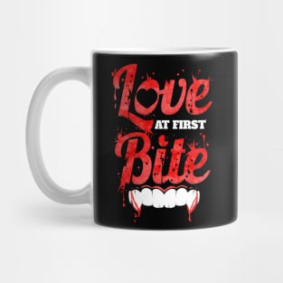 Love At First Bite Vampire Fangs Blood Halloween Mug